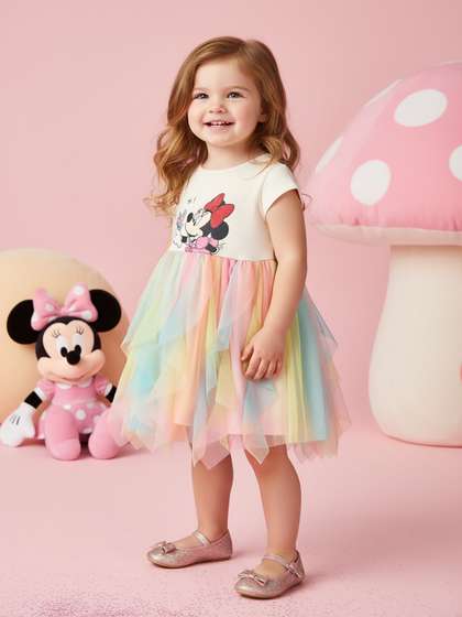 NautiNati Disney
                      Minnie Baby Girls Multicolor Midi/Knee Length
                      Cotton Christmas Dress