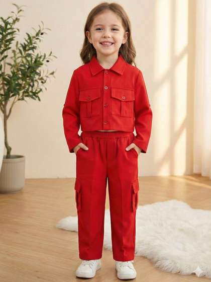 Hikuj Girls Cargo Shirt
                    With Trouser Clothing Set
