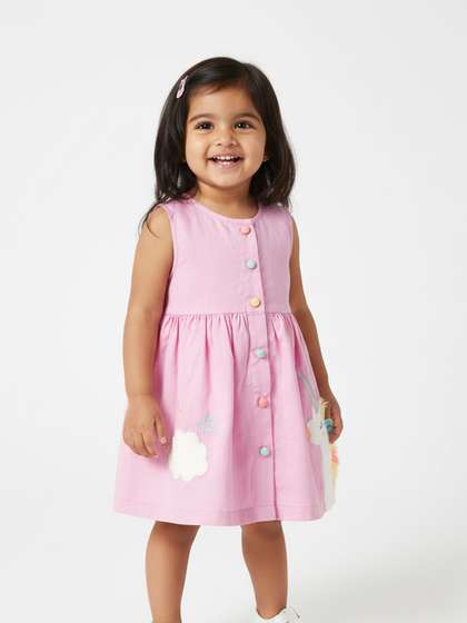 Nauti Nati Infant Girls
                    Unicorn Applique Pure Cotton Fit & Flare Dress