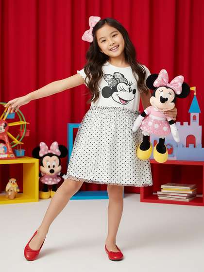 Nauti Nati Girls
                    Partywear Mickey Sequinned Mesh Polka Dress
