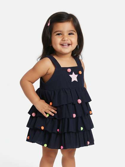 Nauti Nati Girls Graphic
                    Self Design Shoulder Straps Layered Fit & Flare
                    Christmas Dress