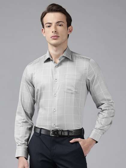 Blackberrys Slim Fit
                        Windowpane Checked Pure Cotton Formal Shirt