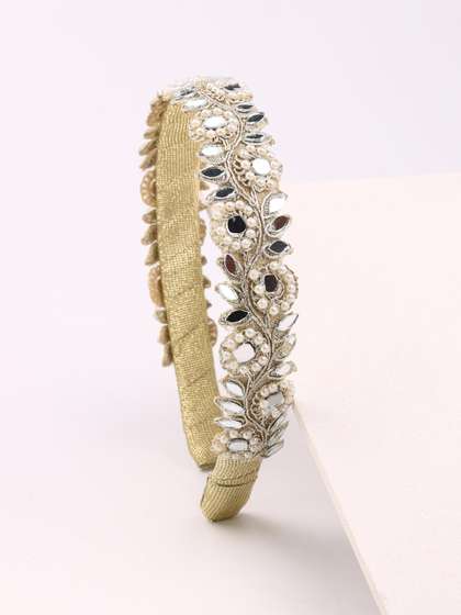 Choko Girls Pearl
                    Headband with Mirror Work & Metallic Embroidery