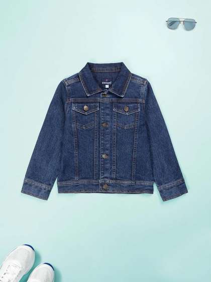 KiddoPanti Boys Blue
                      Washed Crop Denim Jacket with Badge
