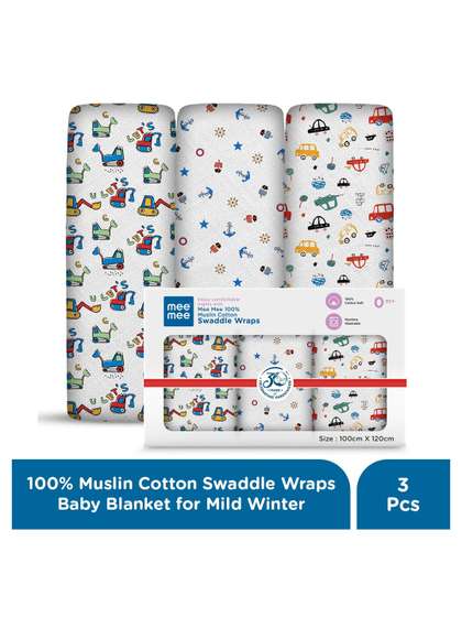 MeeMee Set Of 3
                      Printed Cotton Swaddle Wraps