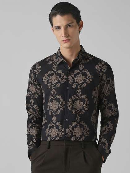 Mufti Men Slim Fit
                        Spread Collar Floral Printed Cotton Formal
                        Shirt