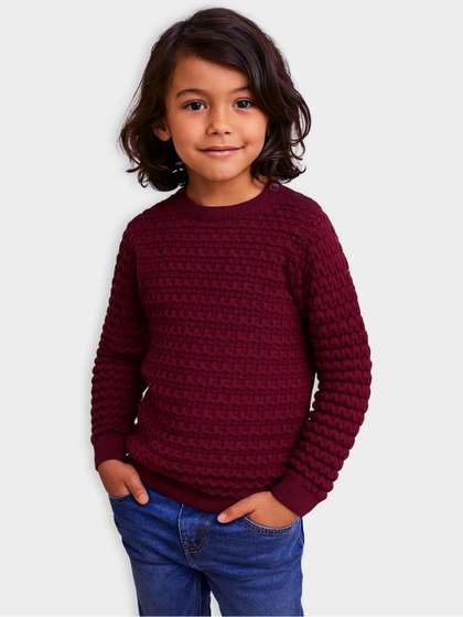 MiArcus Kids Self Design
                    Long Sleeves Solid Sweater