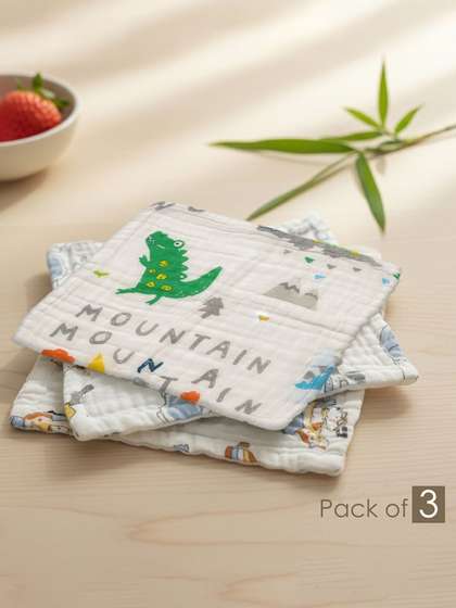 Baby Moo Set Of 3 Little
                    Adventures Printed Soft Hankies Muslin Napkin