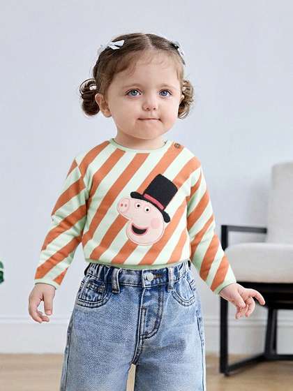 MiArcus Peppa Pig Patch
                    Work Kids Striped Sweatshirt