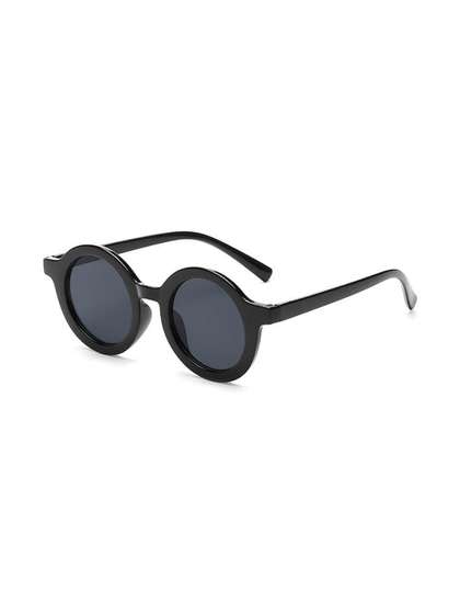 RICH CLUB Unisex Kids
                    Black Lens & Black Round Sunglasses with