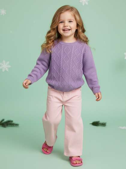 Nauti Nati Girls
                    Lavender Cable Knit Pullover Sweater