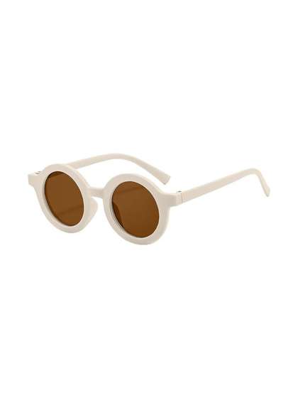 RICH CLUB Unisex Kids
                    Brown Lens & White Round Sunglasses with