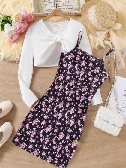 Sangria Infant Girls
                    Printed Polyester Shoulder Straps Bodycon Dress With
                    Top