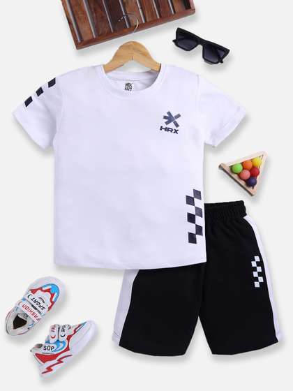 HRX by Hrithik Roshan
                    Boys Printed Rapid Dry T-shirt with Shorts