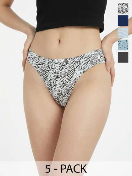 DressBerry Pack of 5
                        Pure Cotton Printed Bikini Briefs