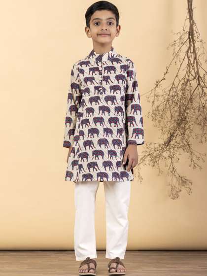 Readiprint Boys Ethnic
                    Motifs Printed Regular Pure Cotton Kurta with
                    Pyjamas