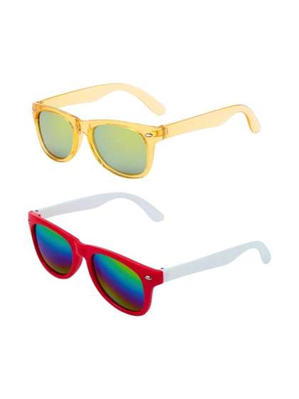 NESKA MODA Unisex Kids
                    Black Lens & Yellow Rectangle Sunglasses with