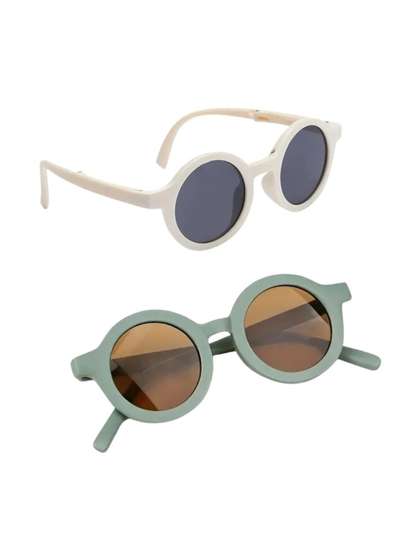 NESKA MODA Unisex Kids
                    Black Lens & Green Round Sunglasses with