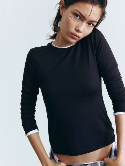 H&M Long-Sleeved
                        Microfibre Top
