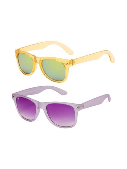 NESKA MODA Unisex Kids
                    Black Lens & Yellow Rectangle Sunglasses with