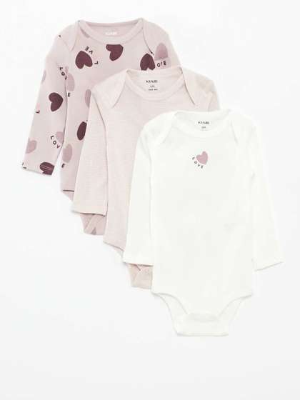 KIABI Infants Pack of 3
                    Printed Round Neck Bodysuit