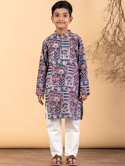 Readiprint Boys Ethnic
                    Motifs Printed Regular Pure Cotton Kurta with
                    Pyjamas