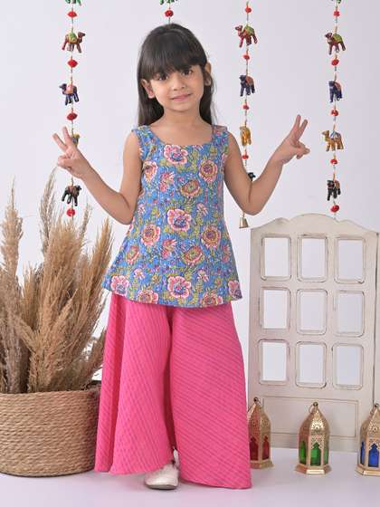 Sangria Girls Printed
                    Pure Cotton Kurta & Palazzos Set