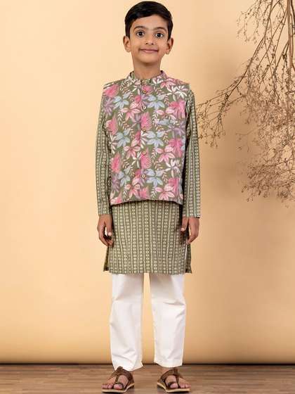 Readiprint Boys Ethnic
                    Motifs Printed Regular Pure Cotton Kurta with
                    Pyjamas