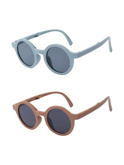 NESKA MODA Unisex Kids
                      Black Lens & Brown Round Sunglasses with
