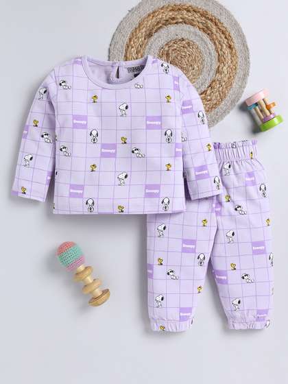 YK X Tinyo Infant
                        Girls Snoopy Printed Pure Cotton T-shirt with
                        Joggers