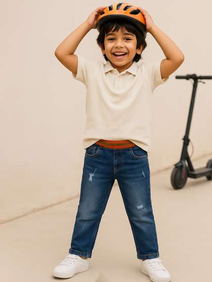 TALES & STORIES
                      Boys Blue Regular Fit Faded Jeans