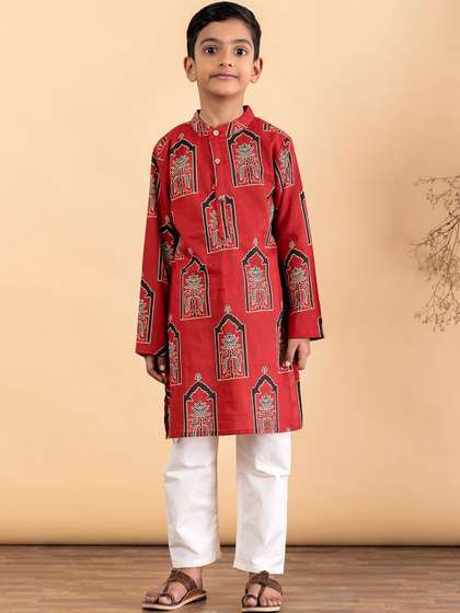 Readiprint Boys Ethnic
                    Motifs Printed Regular Pure Cotton Kurta with
                    Pyjamas