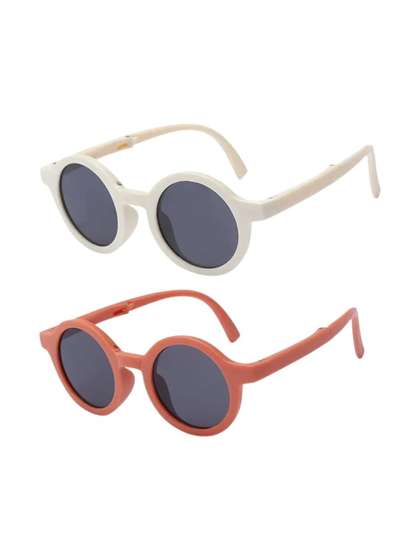 NESKA MODA Unisex Kids
                    Black Lens & Brown Round Sunglasses with