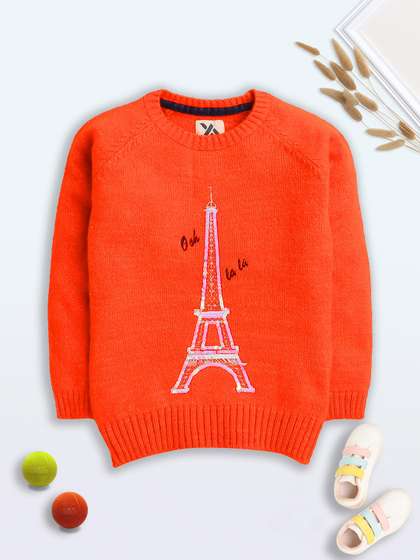 Yellow Apple Girls
                    Embroidered Self Design Round Neck Wool Pullover
                    Ribbed Sweater