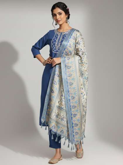 Varanga Women
                          Ethnic Motifs Embroidered Regular Thread Work
                          Kurta with Trousers & With Dupatta