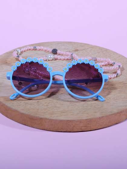 DukieKooky Unisex Kids
                    Black Lens & Blue Round Sunglasses with
