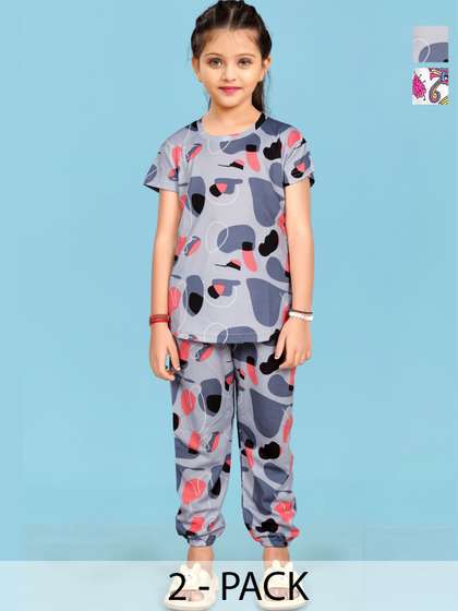 LITBABY Girls Printed
                      Short Sleeves Nightdress