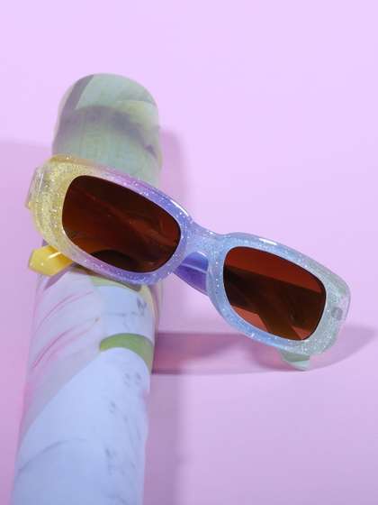 DukieKooky Unisex Kids
                      Brown Lens & Purple Rectangle Sunglasses with