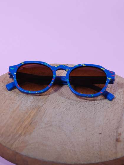 DukieKooky Unisex Kids
                      Brown Lens & Blue Wayfarer Sunglasses with