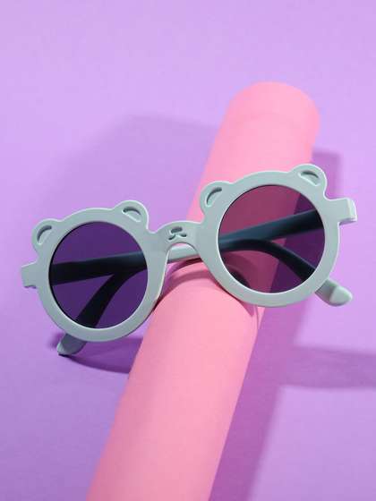 DukieKooky Unisex Kids
                      Black Lens & Blue Round Sunglasses with