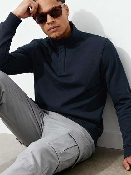 DAMENSCH Microfibre
                        High Neck Half-Zipper Sweatshirts