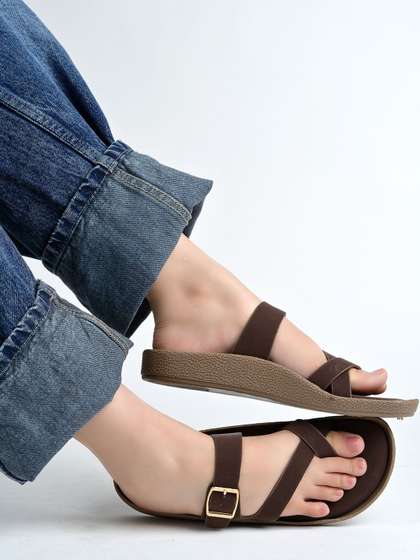 Stylestry Women
                          Open Toe Flats with Buckles
