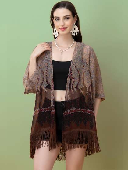 PURYS Women Printed
                        Tasselled Shrug