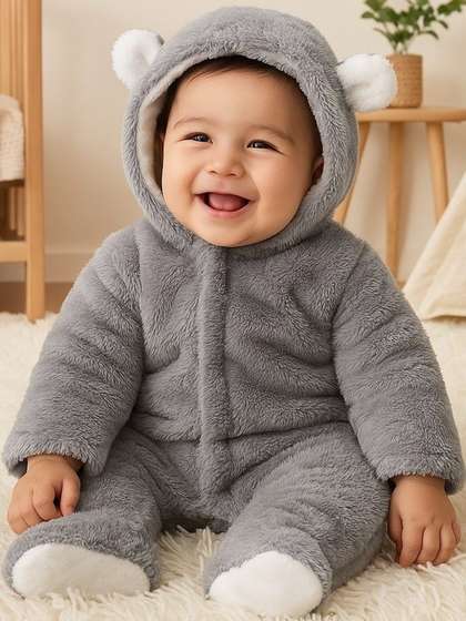 BabyZone Infant Kids
                    Hooded Neck Cotton Rompers