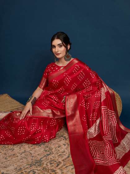 Sangria Printed
                        Woven Design Border Saree with Blouse Piece