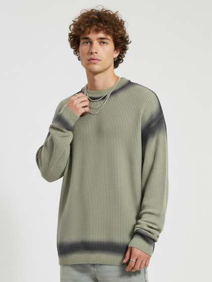 glitchez Tied &
                      Dyed Effect Ribbed Longline Drop Shoulder Sleeves
                      Oversized Pullover