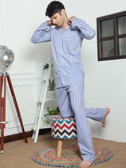 House of Comfort
                          Men Striped Night suit