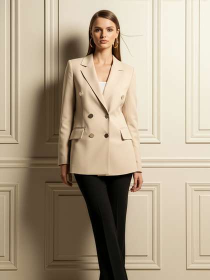 Chemistry Notched
                        Lapel Double Breasted Blazer
