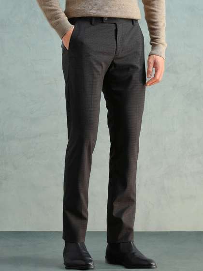 Arrow Men Checked
                        Tapered Fit Trousers