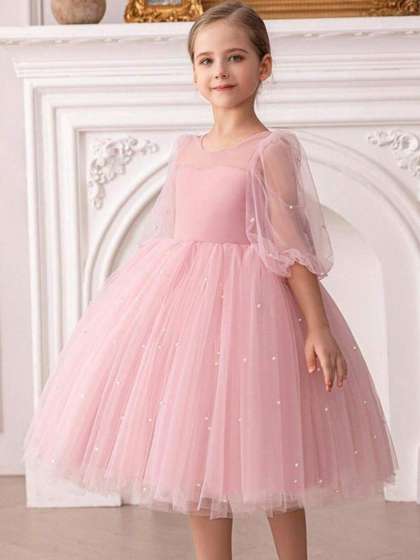 YK Tie and Dye Puff
                    Sleeve Peplum Dress